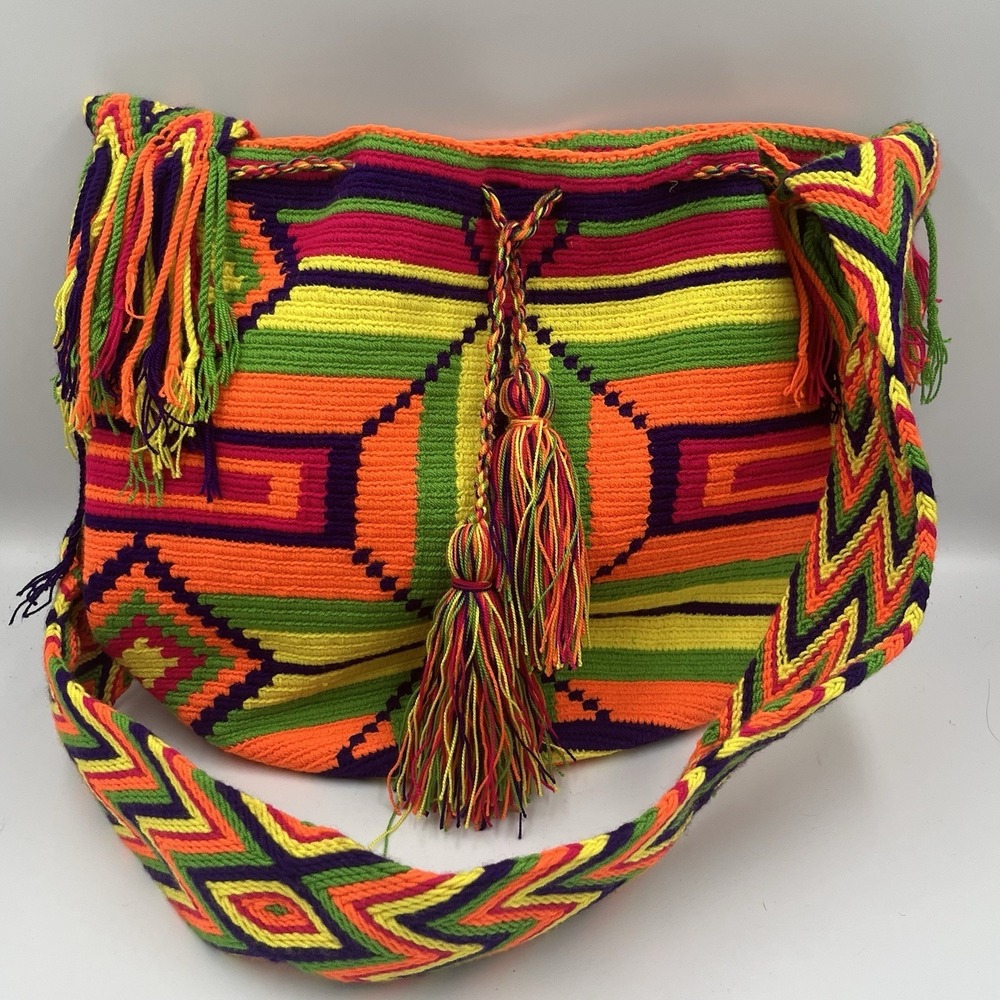 Vibrant Colorful Mochila Wayuu Handbag Purse Handmade Original Unique Boho Fun